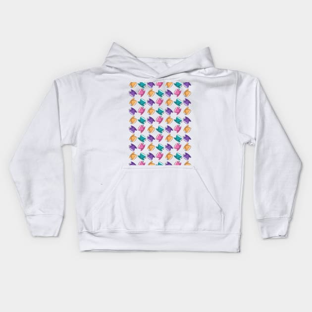 Tea Cups Pattern Kids Hoodie by Designoholic